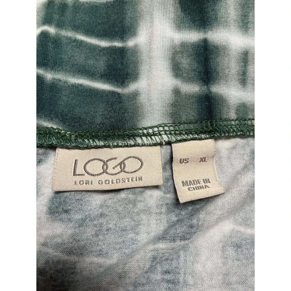 LOGO by Lori Goldstein Women’s Bi-Stretch Skirt Size XL Pull On Tie Dye Green